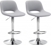 2 ks / set barová židle Kalmen syntetická kůže, chrom, šedá