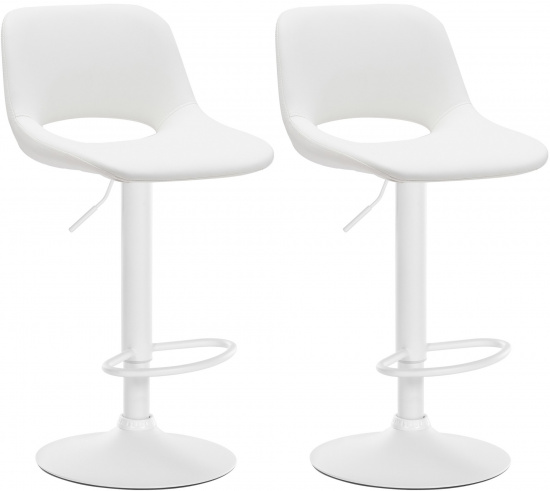 2 ks / set barová židle Kalmen syntetická kůže, bílá, bílá