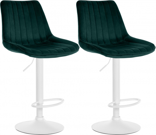 2 ks / set barová židle Toni samet bílá, zelená