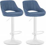 2 ks / set barová židle Mile látkový potah, bílá podnož, modrá