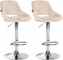 2 ks / set barová židle Mile samet podnož chrom / krémová