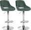 2 ks / set barová židle Mile samet podnož chrom / zelená