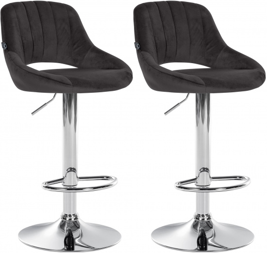 2 ks / set barová židle Mile samet podnož chrom / černá