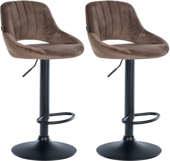 2 ks / set barová židle Mile samet černá podnož, hnědá