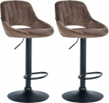 2 ks / set barová židle Mile samet černá podnož, hnědá