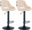 2 ks / set barová židle Mile samet černá podnož, krémová