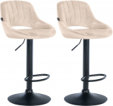 2 ks / set barová židle Mile samet černá podnož, krémová