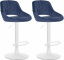 2 ks / set barová židle Mile samet bílá podnož, modrá