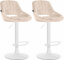 2 ks / set barová židle Mile samet bílá podnož, krémová