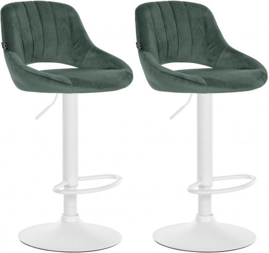 2 ks / set barová židle Mile samet bílá podnož, zelená