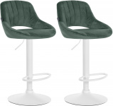 2 ks / set barová židle Mile samet bílá podnož, zelená