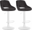 2 ks / set barová židle Mile samet bílá podnož, černá