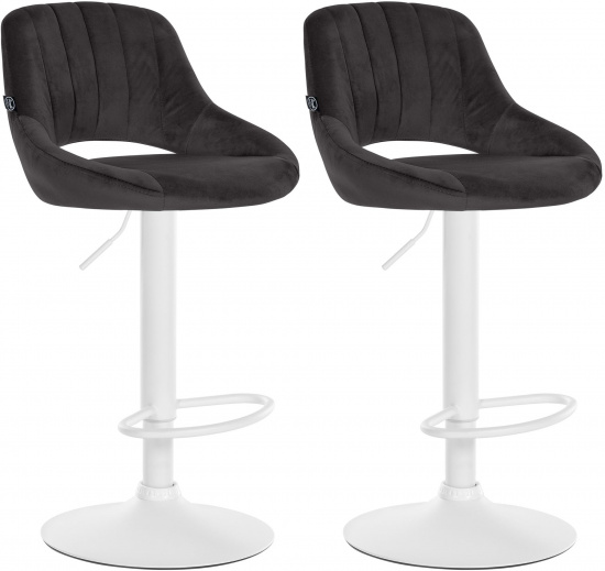 2 ks / set barová židle Mile samet bílá podnož, černá