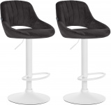 2 ks / set barová židle Mile samet bílá podnož, černá