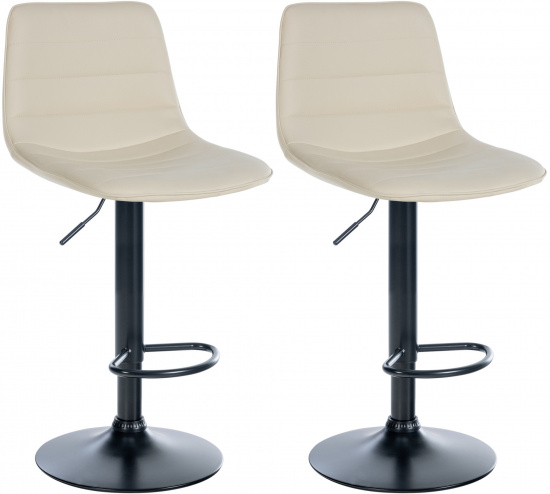 2 ks / set barová židle Louxur syntetická kůže, černá podnož, krémová