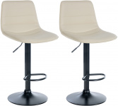 2 ks / set barová židle Louxur syntetická kůže, černá podnož, krémová