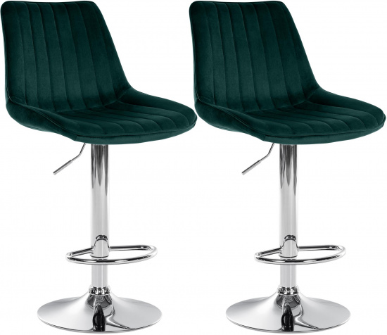 2 ks / set barová židle Toni samet chrom, zelená