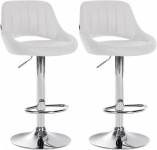 2 ks / set barová židle Mile syntetická kůže, podnož chrom / bílá