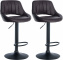 2 ks / set barová židle Mile syntetická kůže, černá podnož, hnědá