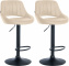 2 ks / set barová židle Mile syntetická kůže, černá podnož, krémová