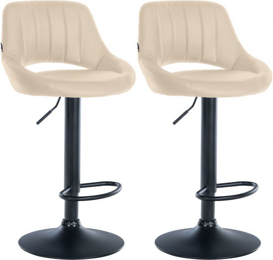 2 ks / set barová židle Mile syntetická kůže, černá podnož, krémová
