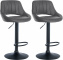 2 ks / set barová židle Mile syntetická kůže, černá podnož, šedá