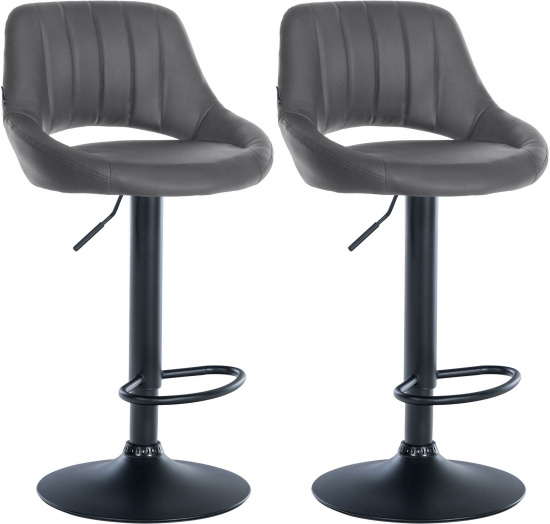 2 ks / set barová židle Mile syntetická kůže, černá podnož, šedá