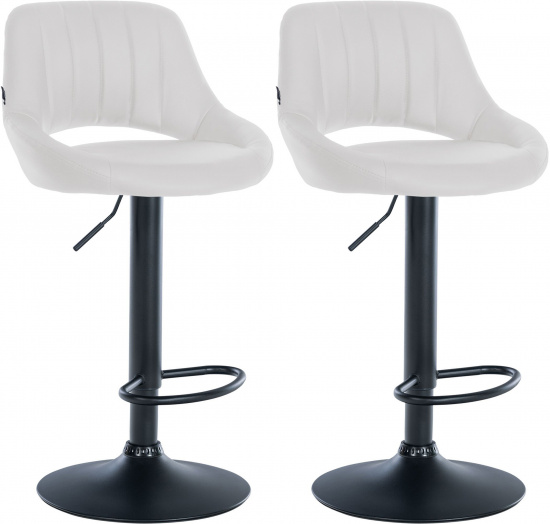 2 ks / set barová židle Mile syntetická kůže, černá podnož, bílá