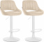 2 ks / set barová židle Mile syntetická kůže, bílá podnož, krémová