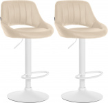 2 ks / set barová židle Mile syntetická kůže, bílá podnož, krémová