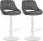 2 ks / set barová židle Mile syntetická kůže, bílá podnož, šedá