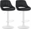 2 ks / set barová židle Mile syntetická kůže, bílá podnož, černá