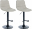 2 ks / set barová židle Louxur látkový potah, černá podnož, krémová