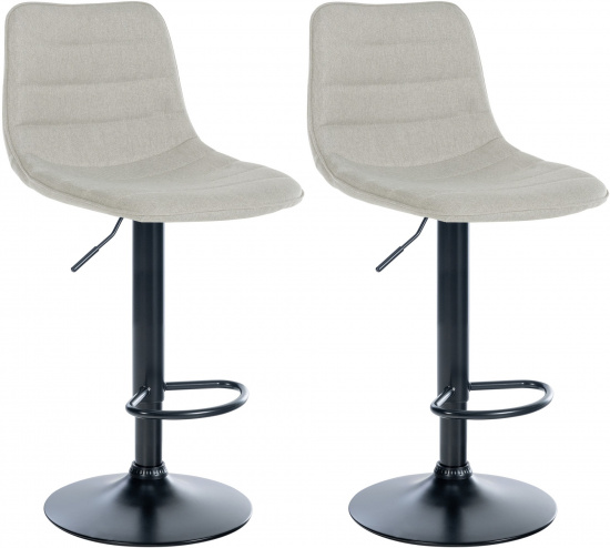 2 ks / set barová židle Louxur látkový potah, černá podnož, krémová