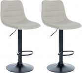 2 ks / set barová židle Louxur látkový potah, černá podnož, krémová
