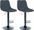 2 ks / set barová židle Louxur látkový potah, černá podnož, tmavě šedá