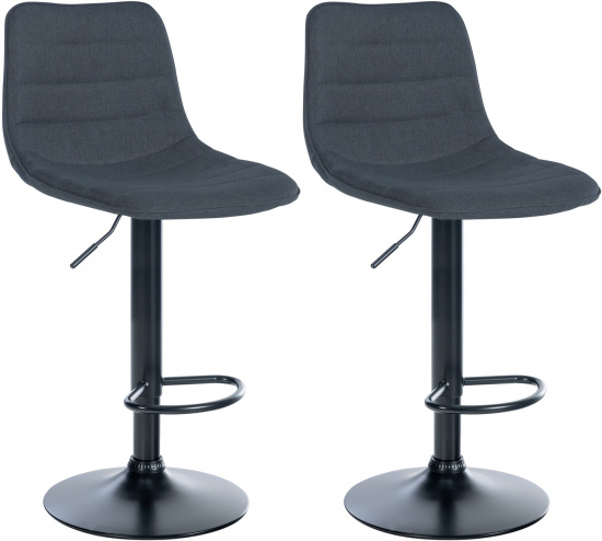 2 ks / set barová židle Louxur látkový potah, černá podnož, tmavě šedá