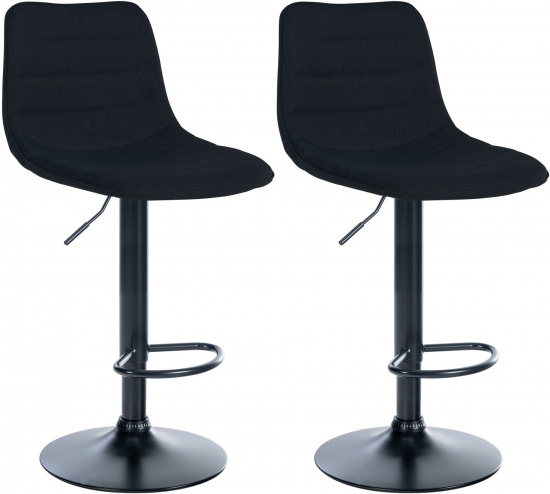 2 ks / set barová židle Louxur látkový potah, černá podnož, černá