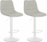 2 ks / set barová židle Louxur látkový potah, bílá podnož, krémová