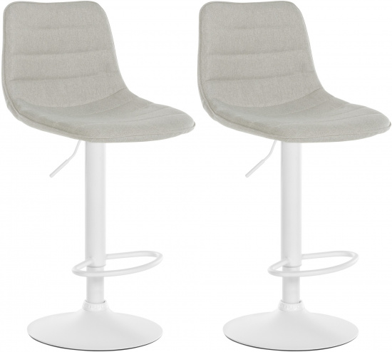 2 ks / set barová židle Louxur látkový potah, bílá podnož, krémová
