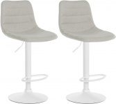2 ks / set barová židle Louxur látkový potah, bílá podnož, krémová