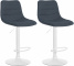 2 ks / set barová židle Louxur látkový potah, bílá podnož, tmavě šedá