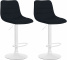 2 ks / set barová židle Louxur látkový potah, bílá podnož, černá