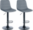2 ks / set barová židle Louxur syntetická kůže, černá podnož, šedá