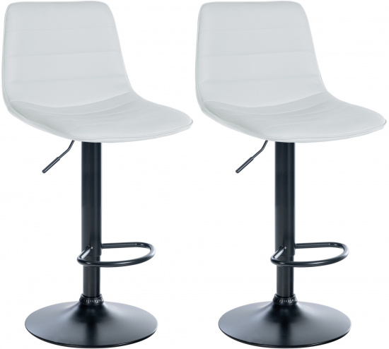 2 ks / set barová židle Louxur syntetická kůže, černá podnož, bílá