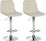 2 ks / set barová židle Louxur syntetická kůže, podnož chrom / krémová