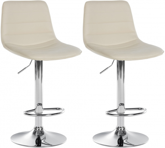2 ks / set barová židle Louxur syntetická kůže, podnož chrom / krémová