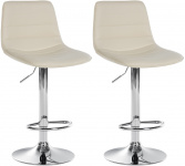 2 ks / set barová židle Louxur syntetická kůže, podnož chrom / krémová