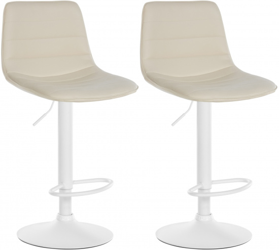2 ks / set barová židle Louxur syntetická kůže, bílá podnož, krémová