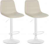 2 ks / set barová židle Louxur syntetická kůže, bílá podnož, krémová